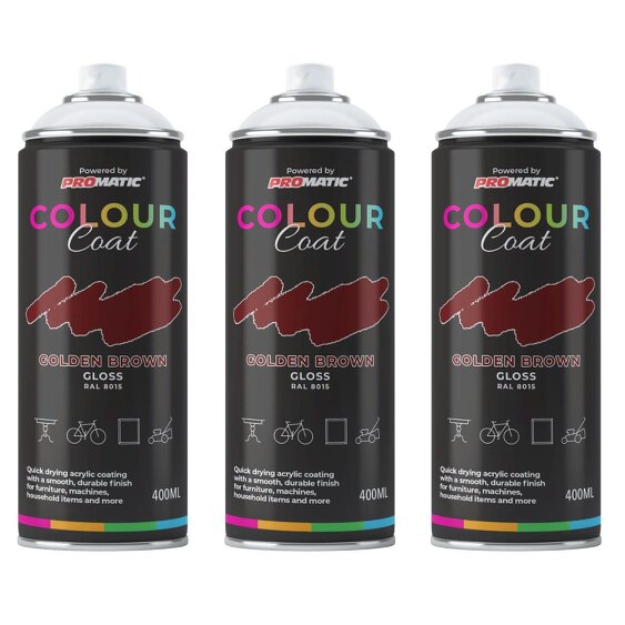 Colour Coat 3X Golden Brown RAL 8015 Gloss Spray Paint 400ml