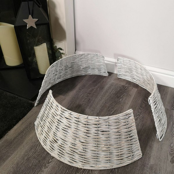 Samuel Alexander 48/70cm Samuel Alexander KD Willow Christmas Tree Skirt Wicker Rattan- Large White Wash