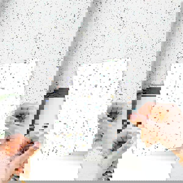 WT1604 - Terrazzo Holographic Glitter White Wall Tile Sticker Set - 15cm (6inch) - 24pcs one pack