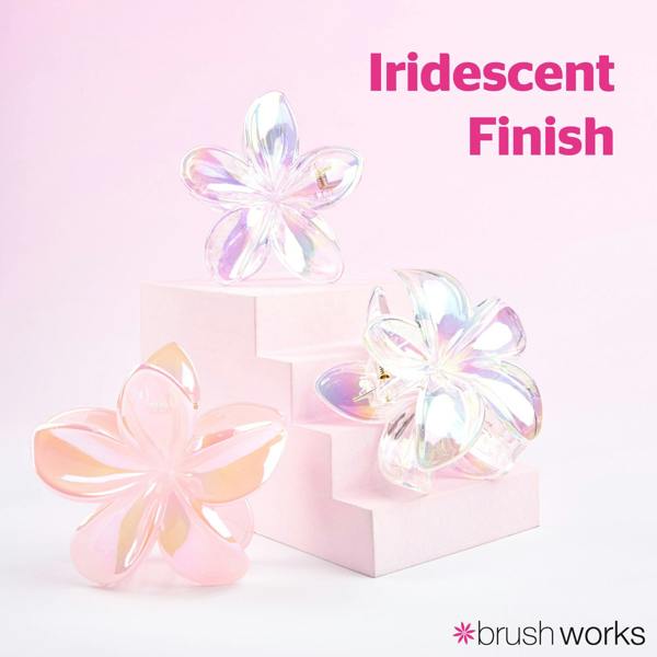 Brushworks Frosted Flower Claw Clips - 3 Pack