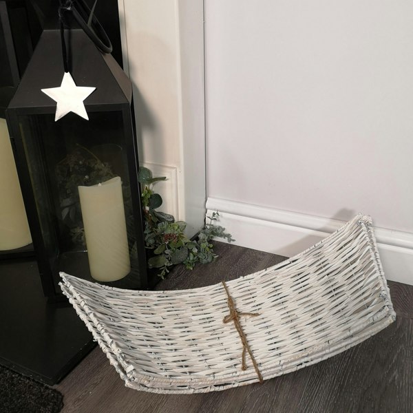 Samuel Alexander 40/58cm Samuel Alexander KD Willow Christmas Tree Skirt Wicker Rattan- Medium White Wash