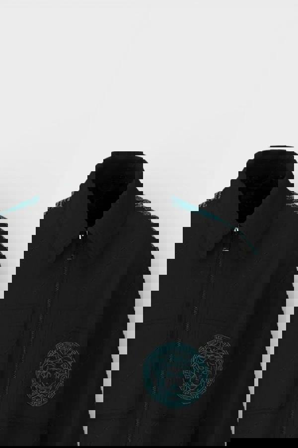 Versace Medussa Logo Blouson Canvas Jacket Black Blue