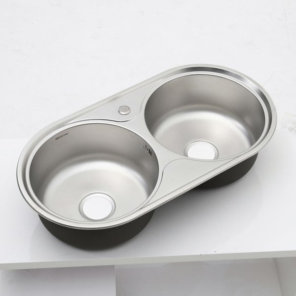 Double Bowl Kitchen Sink 0.6mm Stainless Steel Catering Sink Kitchen Sinks Living and Home