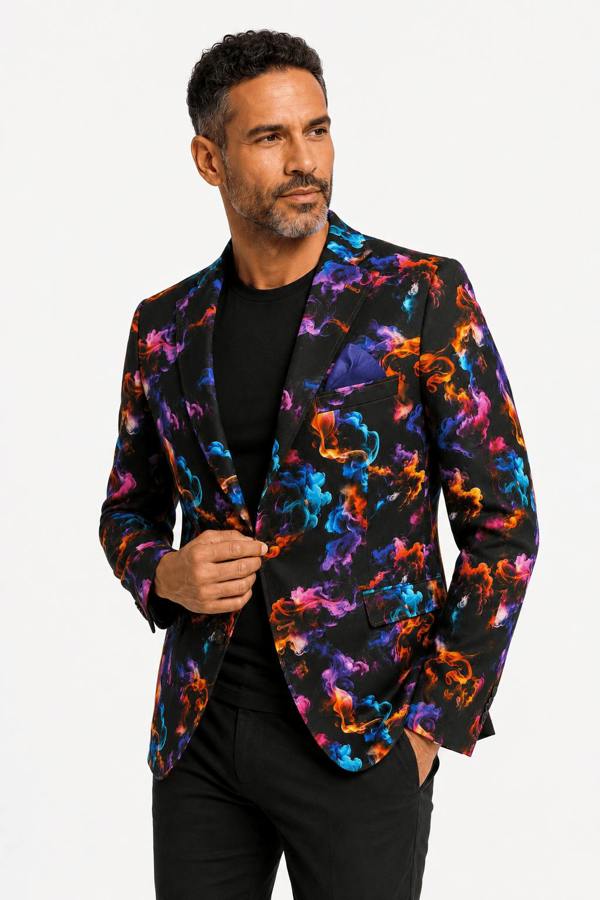 Neon Smoke Print Blazer - Claudio Lugli Shirts