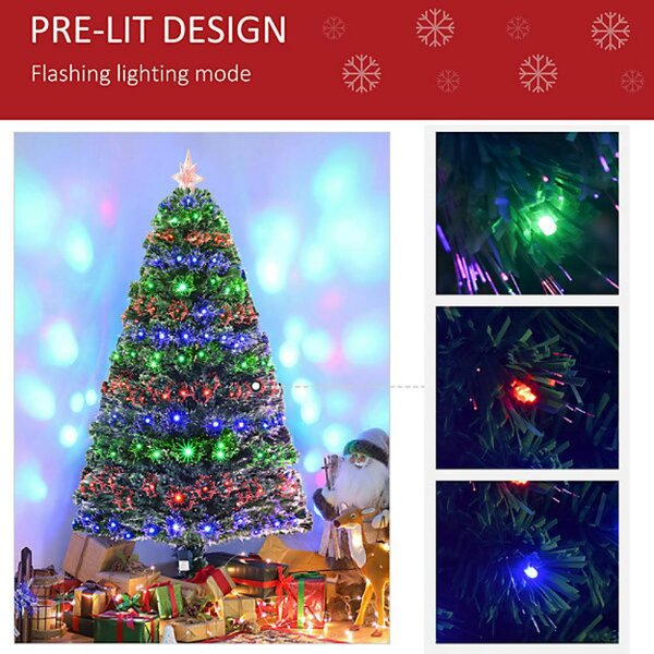 HOMCOM Green Fibre Optic Artificial Christmas Tree Per Lit 5ft - 02-0762