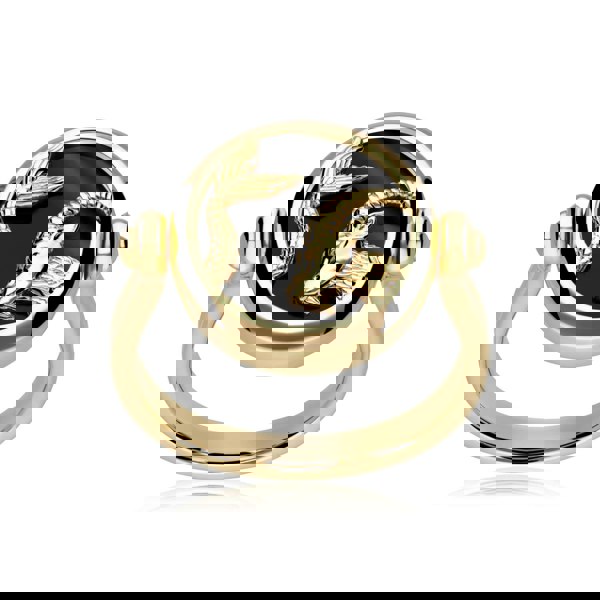 270R062201925 Zodiac Black Onyx Capricorn Flip Ring in 18ct Gold Plated Silver 4