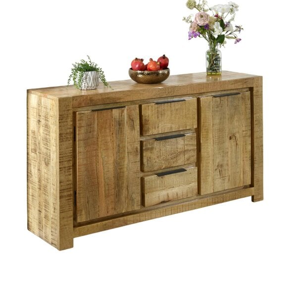 Wyld Haus California Solid Mango Wood Large Sideboard With 2 Doors And 3 Drawers