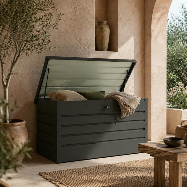 Wyld Haus Ronamo Dark Grey Galvanised Steel Garden Storage Box 311 Litre