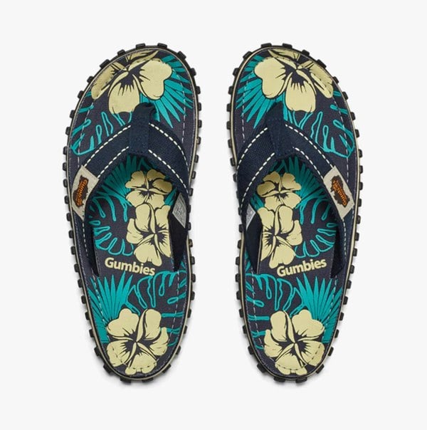 Gumbies ISLANDER Unisex Recycled Flip-Flops Blue Hibiscus