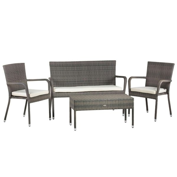 Cozy Bay Furniture Oseasons Winchester Rattan 4 Seater Lounge Set in Walnut Natural