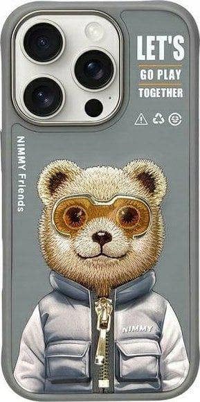 Nimmy Friends Cool & Cute 2.0 Bear Case for iPhone 16 Pro 6.3" Grey - N-KM-iP16-Pro-011