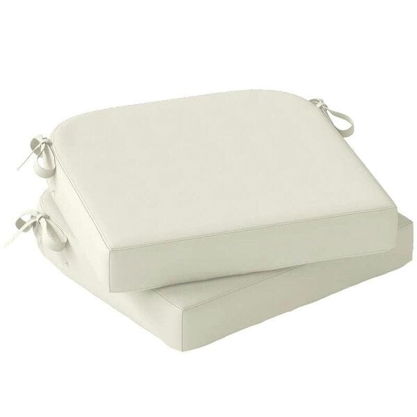 Outdoor Chair Seat Cushions Set of 2, Garden Chair Cushions with 7cm Thick Foam & Ties, Cream White