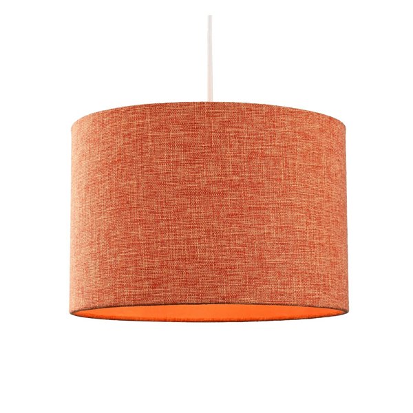 Contemporary and Sleek Orange Natural Linen Fabric Drum Lamp Shade 60w Max Image 2