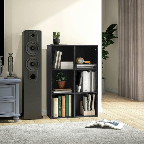 Wyld Haus Sasu Wood Black Effect 6 Cube Storage Bookcase