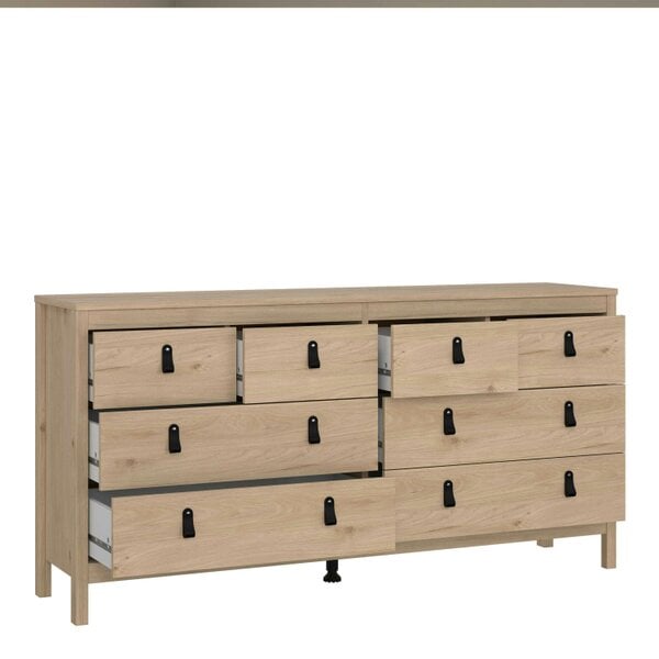 Wyld Haus Barcelona Natural Oak Wood Double Dresser 8 Drawers