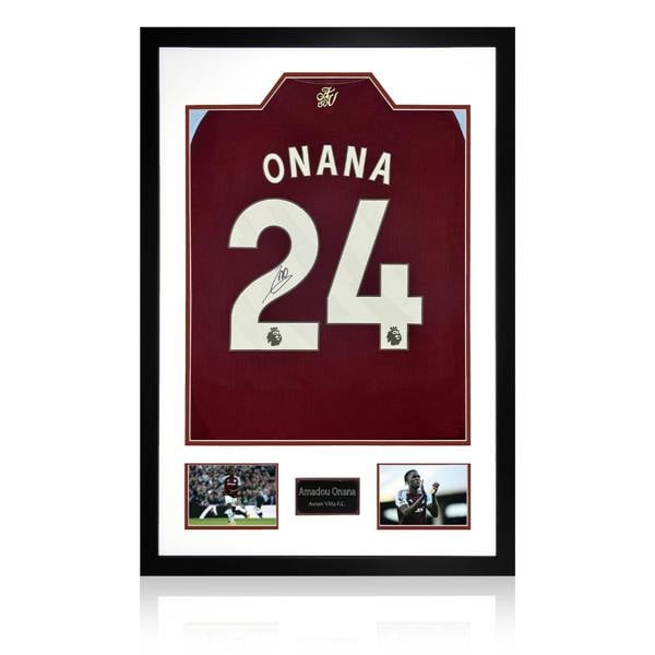 Amadou Onana Signed Aston Villa Shirt Premium Frame