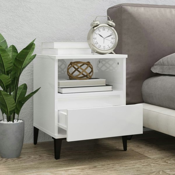 Berkfield Bedside Cabinets 2 pcs High Gloss White 40x35x50 cm
