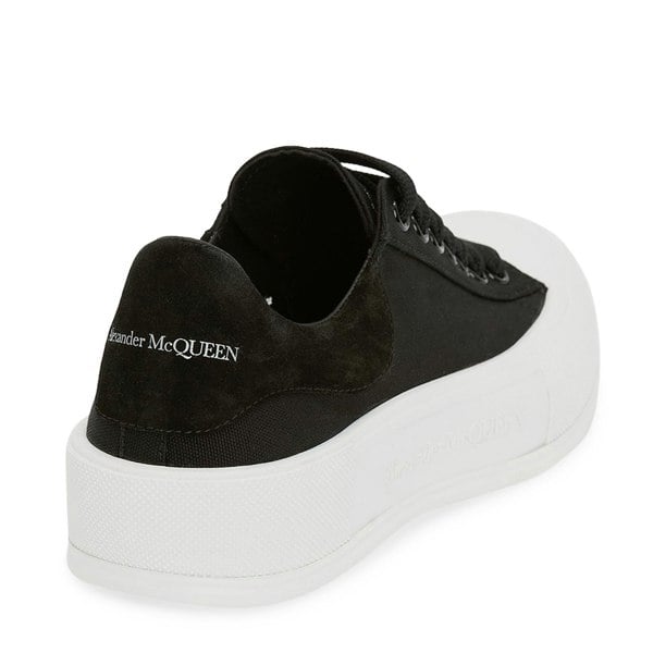 Alexander McQueen canvas suede plimsoll sneaker black white