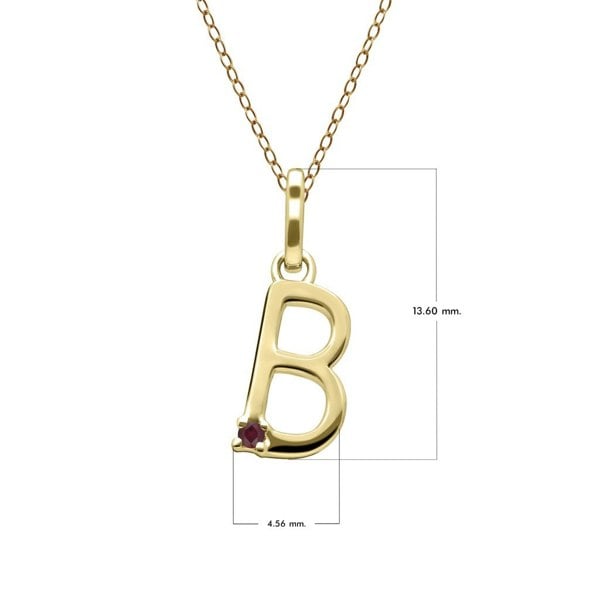 Gemondo Initial Ruby Letter Necklace In 9ct Yellow Gold