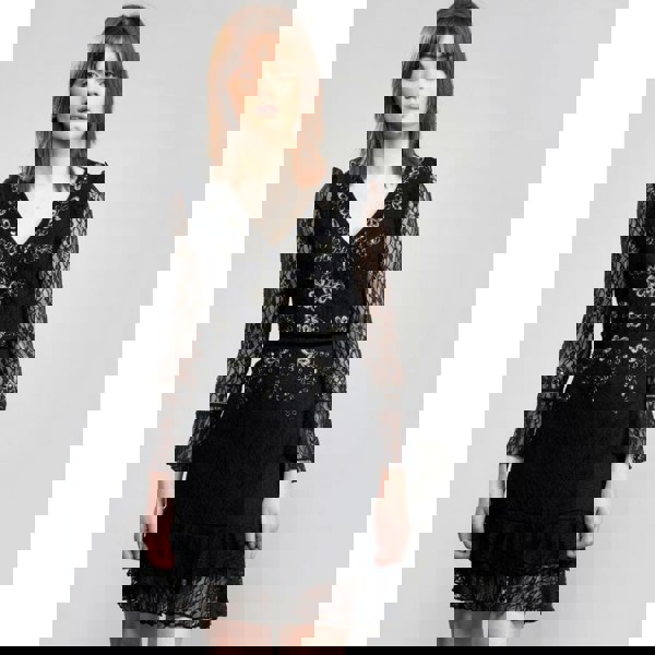 French Connection Bella Sparkle Embelished Lace Womens Dress