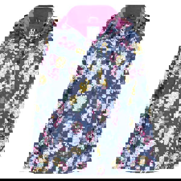 Lazy Jacks Women's Blossom Waterproof Jacket - Navy Blue / Pink / Yellow