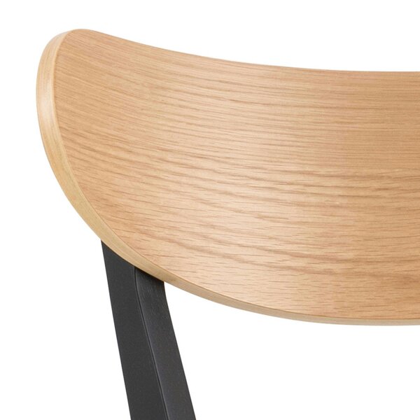 Wyld Haus Krakow Bar Dining Set Natural Oak Effect and Black Rectangular Bar Table + 4 Bar Stools