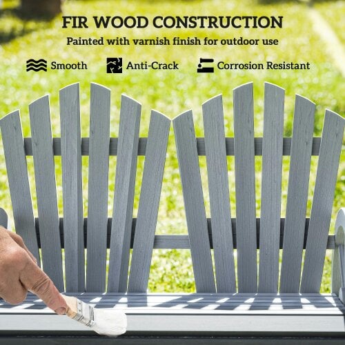 Wyld Haus Zittuso Fir Grey Wood Garden Loveseat With Wagon Wheel Style Armrests