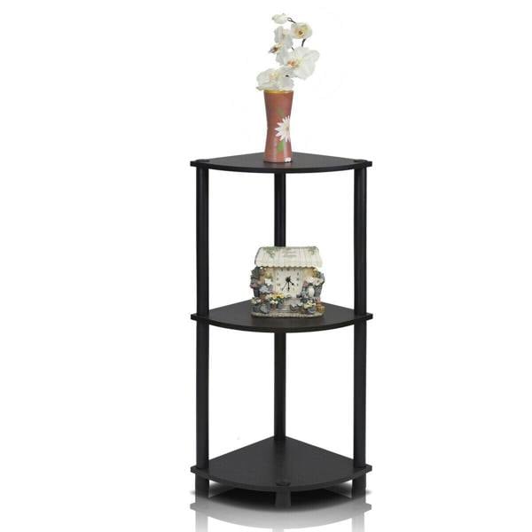 WALPLUS Space-Saving Turn-N-Tube 3-Tier Corner Display Rack Multipurpose Shelving Unit, Espresso/Black for Small Spaces