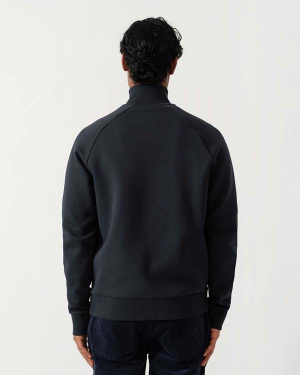 Back of BOSS Green Skaz Mens Full Zip Funnel Neck Sweatshirt with Tonal Logo - Dark Blue 402