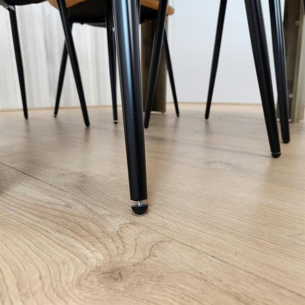 Kosy Koala Dining Table and 4 Chairs Rustic Effect Table with 4 Mustard Gem Patterned Chairs