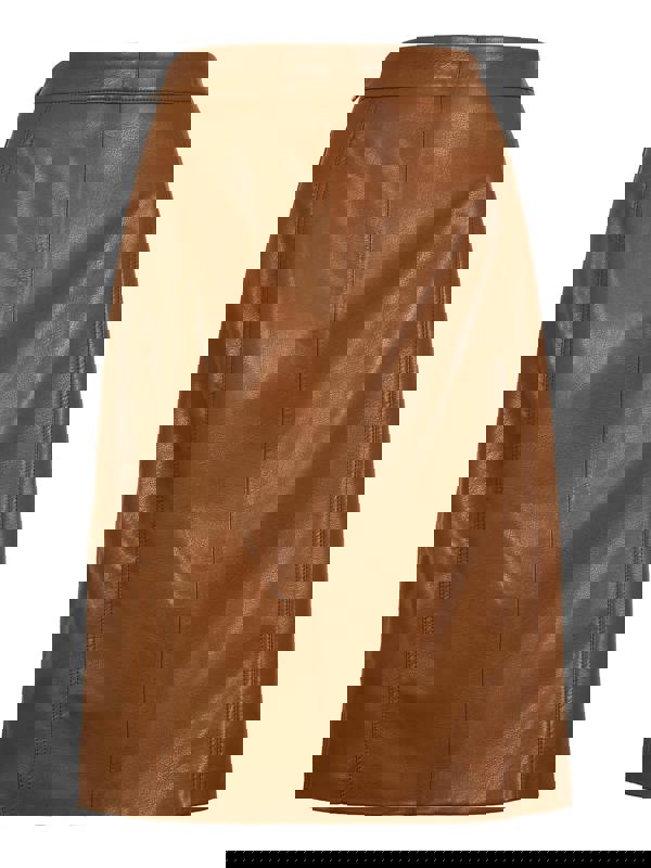 GWD Carolyn Chestnut Faux Leather Midi Skirt