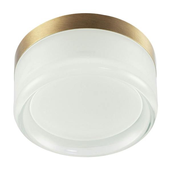 Designer Antique Brass LED Bathroom Ceiling Light with Opal Glass Image 3
