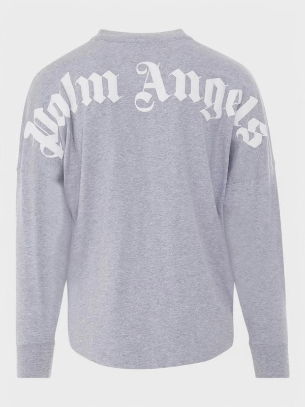 Palm Angels Gothic Logo Longsleeve T-Shirt Melange Grey - Supplied FashionPALM ANGELS