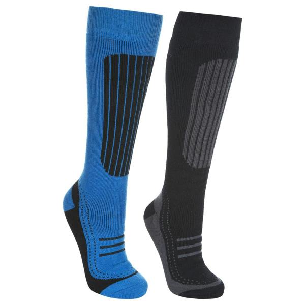 Trespass Mens Langdon II Ski Socks (2 Pairs) - Black/Bright Blue - 