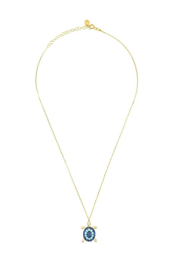Turtle Turquoise Blue Pendant Necklace Gold - LATELITA Necklaces