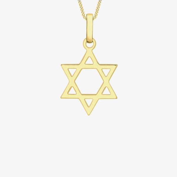 T. H. Baker 9ct Yellow Gold Star Of David Pendant Necklace 1.64.2521