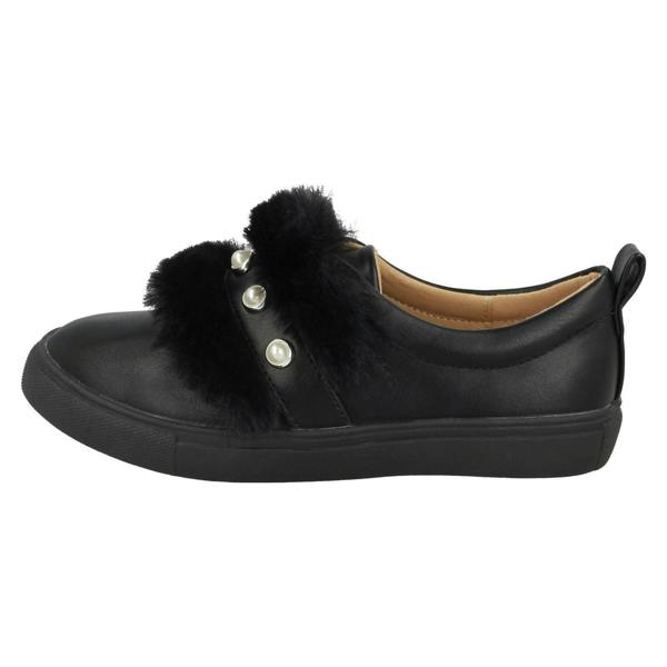 Spot On Girls Spot On Faux Pearl Strap Fur Trim Shoes