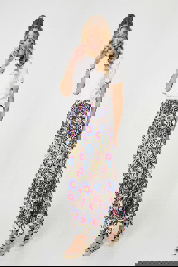 Blue | Abstract High Waist Relaxed Maxi Skirt
