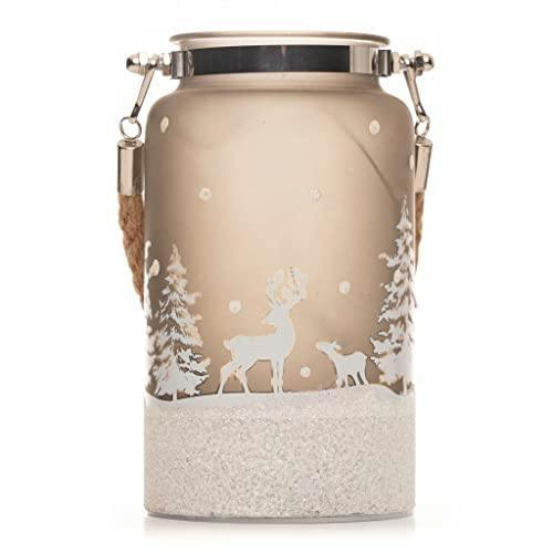 16cm Christmas Decorated Jar Table Forest Scene Lantern with Warm White LED Light image 3