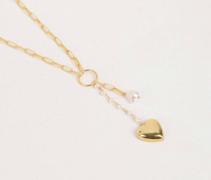 Pearl Garden Necklace Pearl Drop heart - Lila Rasa