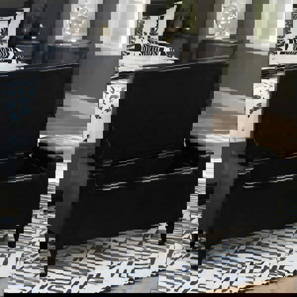 Rafaelo Mobilia Tufted Faux Leather Ottoman Bench Seat With Storage Black