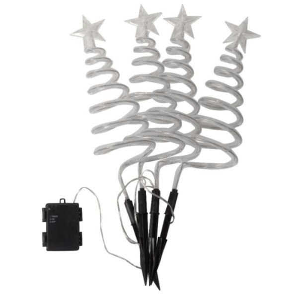 Samuel Alexander Set of 4 Battery Operated LED Cool White Spiral Tree Path Lights Christmas Decoration with Timer