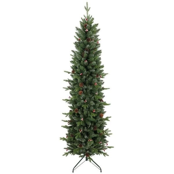 Bobobiy Slim Gracious Pine Xmas Tree, 6ft/180cm Artificial Christmas Tree with 688 Branch Tips, Foldable Steel Stand, Green