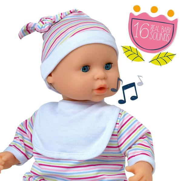 Dolls World Baby Babble 38cm Soft Bodied Doll With 16 Sounds - For ages 18 months+