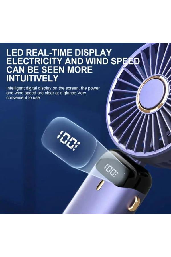 Dyzi 2 in 1 Portable Mini Handheld Desk Fan USB C Rechargeable Purple