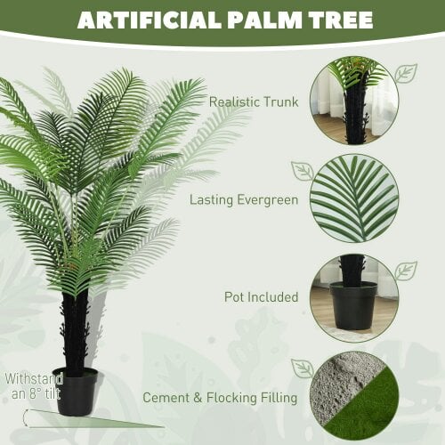 Wyld Haus Seta Tall Artificial Areca Palm With Layered Leaf Detail In Pot 175cm Green