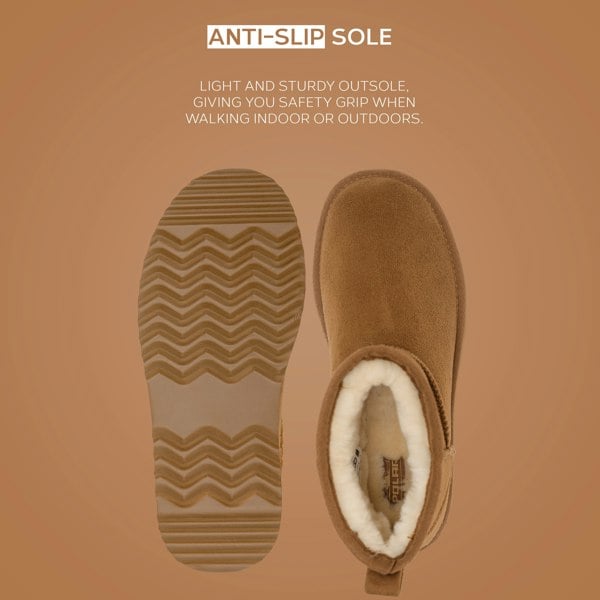 VIVA Women's Faux Fur Lined Platform Boot Slippers Memory Foam Rubber Sole