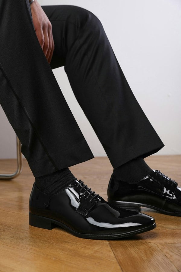 Where's That From David Lace Up Derby Formal Dress Work Shoes in Black Patent