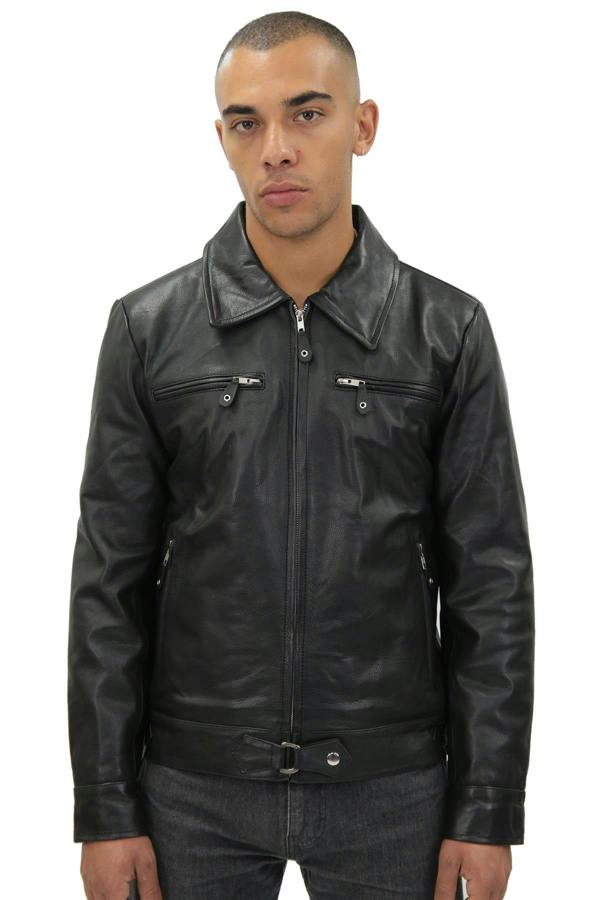 Infinity Leather Mens Black Cowhide Leather Harrington Jacket-Geneva
