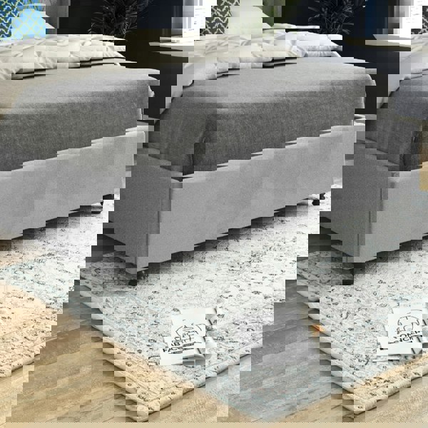 Casa Magna Volta Straight Winged Upholstered Soft Velvet Bed Frame - Grey